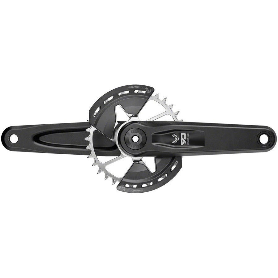 SRAM Eagle 90 T-Type Wide Crankset - 155mm, 12-Speed, 32t Chainring, Direct Mount, 2-Guards, DUB Spindle Interface, Black/Silver