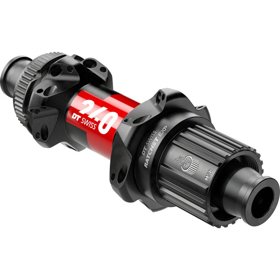 DT Swiss 240 EXP Rear Hub - 12 x 142mm, Center-Lock, Micro Spline, Black/Red, 24H, 36pt, Straight Pull