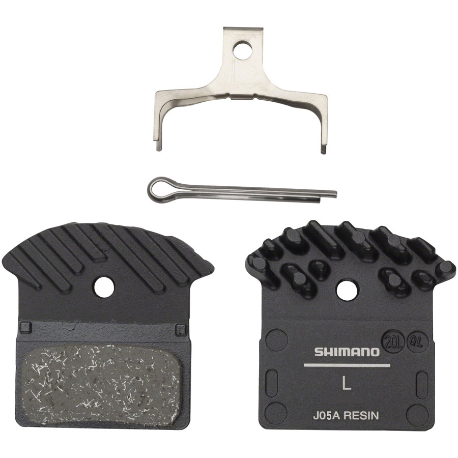 Shimano J05A-RF Disc Brake Pad and Spring - Resin Compound, Finned Aluminum Back Plate - Local Velo