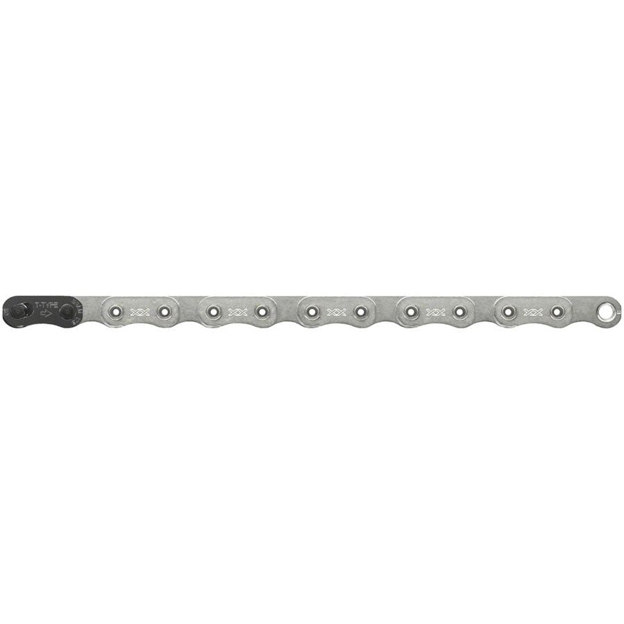 SRAM XX Eagle T-Type Flattop Chain - 12-Speed, 126 Links, Hollow Pin, Includes PowerLock Connector, PVD Coated, Silver