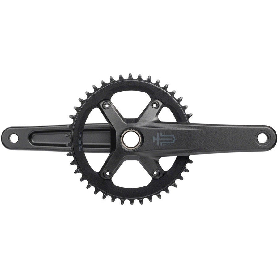 microSHIFT Sword 1x Crankset - 172.5mm, 10-Speed, 42t, 110 Asym BCD, 24mm Spindle, Black
