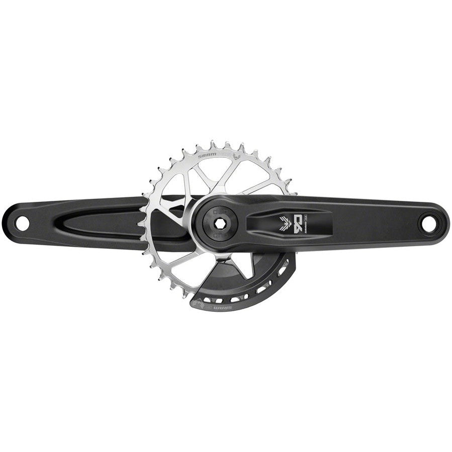 SRAM Eagle 90 T-Type Wide Crankset - 155mm, 12-Speed, 32t Chainring, Direct Mount, 2-Guards, DUB Spindle Interface, Black/Silver