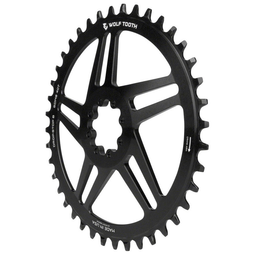 Wolf Tooth Direct Mount Chainring - 44t, SRAM Direct Mount, Drop-Stop B, For SRAM 8-Bolt Cranksets, 6mm Offset, Black