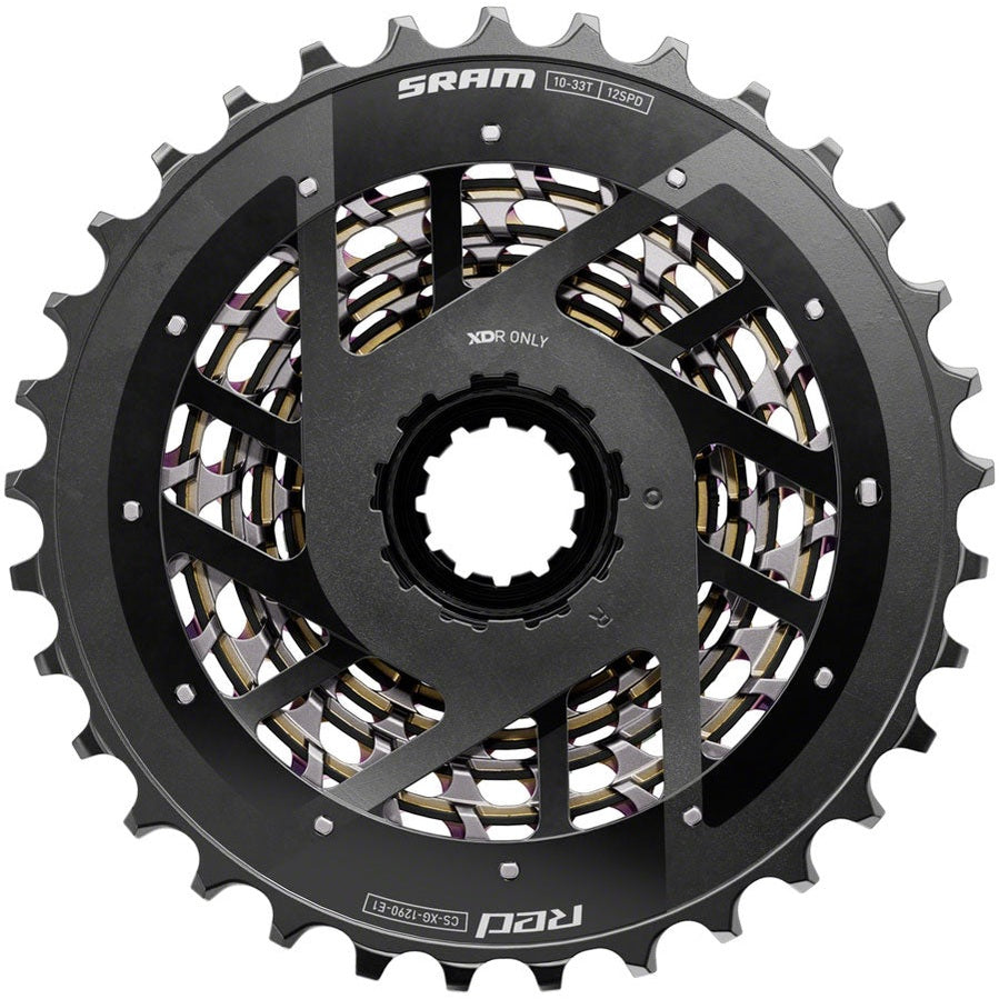 SRAM RED XG-1290 Cassette - 12-Speed, 10-33t, For XDR Driver Body, Rainbow, E1