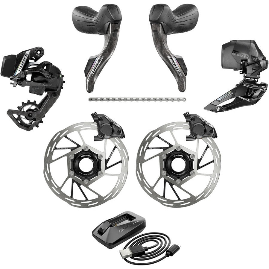 SRAM Force eTap AXS Road Groupset - 2x12-Speed, HRD Shift/Brake Levers, FM Calipers, CL Rotors, Chain, F/R Derailleurs, E1