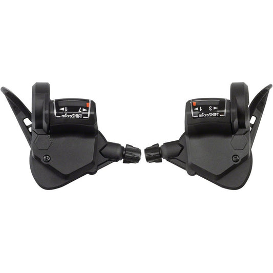 microSHIFT TS38 Thumb-Tap Shifter Set - 7 Speed, Triple, Optical Gear Indicator, Shimano Compatible