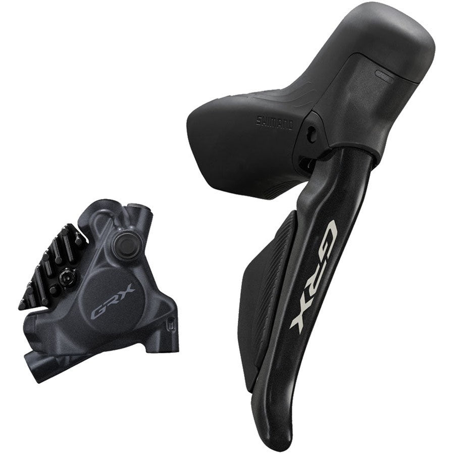 Shimano GRX ST-RX715 Di2 Shift/Brake Lever with BR-RX410 Hyd Disc Brake Caliper - Right/Rear, 12-Speed, Flat Mount Caliper, For 25mm Mount