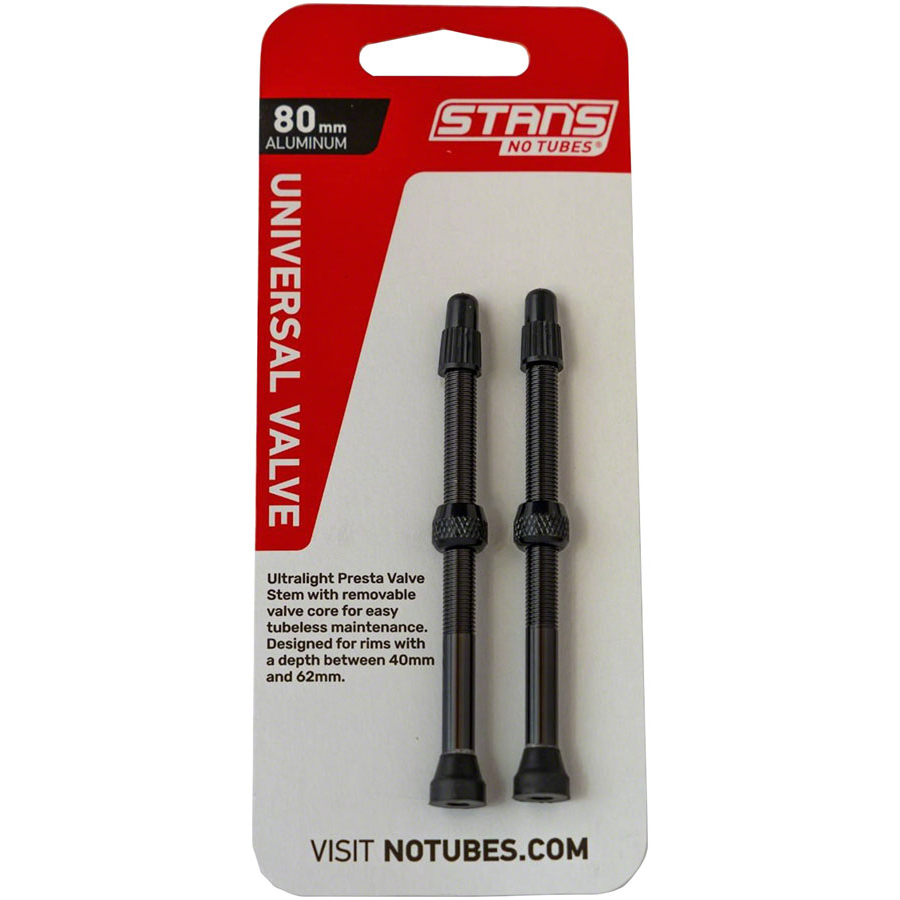 Stan's NoTubes Alloy Valve Stems - 80mm, Pair, Black - Local Velo