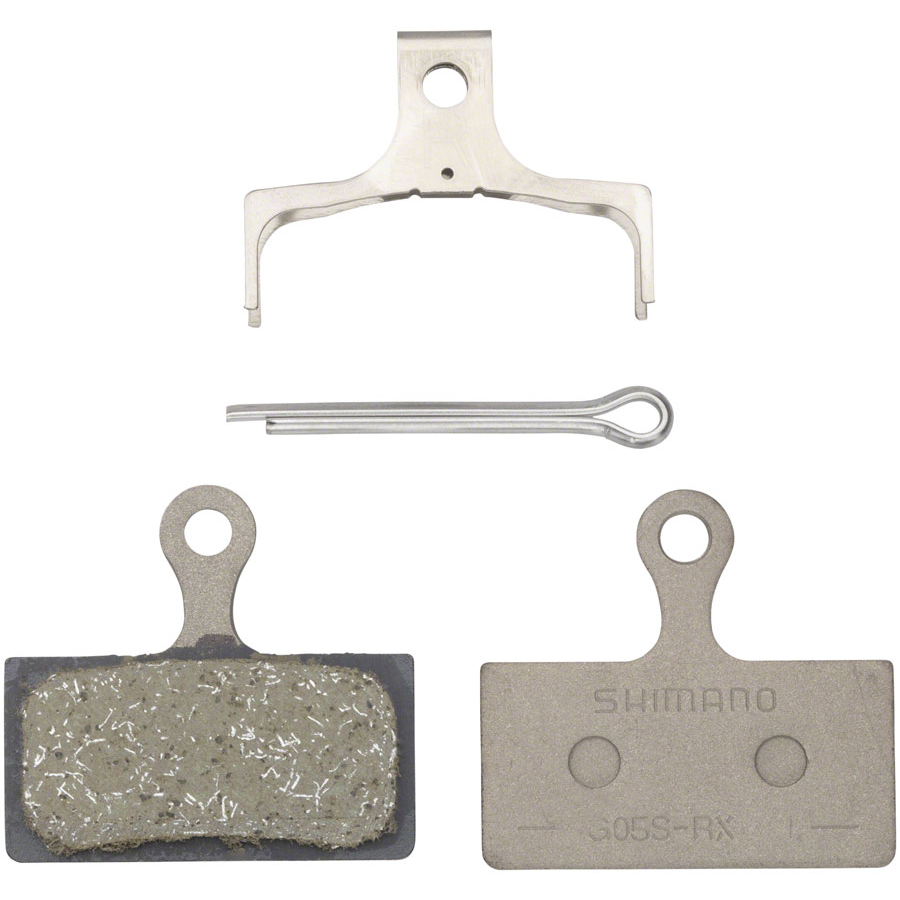 Shimano G05S-RX Disc Brake Pad and Spring - Resin Compound, Stainless Steel Back Plate, One Pair - Local Velo